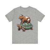 Funny Capybara Riding Turtle Design Unisex T-Shirt