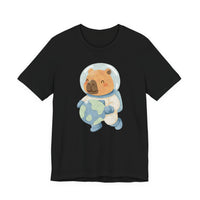 Astronaut Capybara Holding Earth Unisex T-Shirt