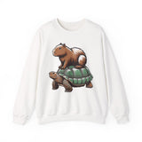Funny Capybara Riding Turtle Design Unisex Sweatshirt