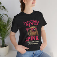 Capybara October Pink Breast Cancer Support Unisex T-Shirt