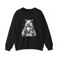 Cozy Capybara Drinking Coffee Mug Unisex Sweatshirt