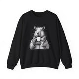 Cozy Capybara Drinking Coffee Mug Unisex Sweatshirt