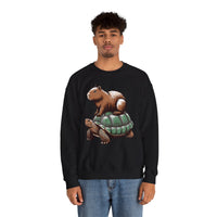 Funny Capybara Riding Turtle Design Unisex Sweatshirt
