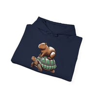 Funny Capybara Riding Turtle Design Unisex Hoodie
