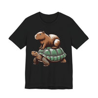 Funny Capybara Riding Turtle Design Unisex T-Shirt