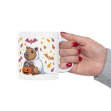 Ghost Capybara Trick or Treat Ceramic Mug