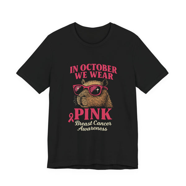 Capybara October Pink Breast Cancer Support Unisex T-Shirt