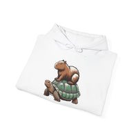 Funny Capybara Riding Turtle Design Unisex Hoodie