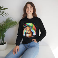 Cute Capybara Under Rainbow Umbrella Unisex Sweatshirt