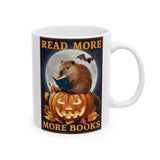 Halloween Capybara Reading Book Ceramic Mug