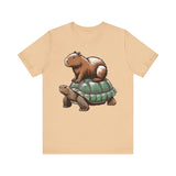 Funny Capybara Riding Turtle Design Unisex T-Shirt