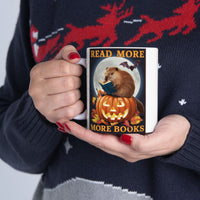Halloween Capybara Reading Book Ceramic Mug