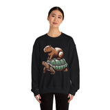Funny Capybara Riding Turtle Design Unisex Sweatshirt