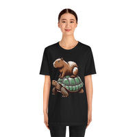 Funny Capybara Riding Turtle Design Unisex T-Shirt