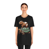 Funny Capybara Riding Turtle Design Unisex T-Shirt