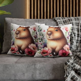 Floral Capybara Bliss Pillowcase