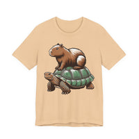 Funny Capybara Riding Turtle Design Unisex T-Shirt