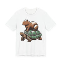 Funny Capybara Riding Turtle Design Unisex T-Shirt
