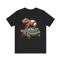 Funny Capybara Riding Turtle Design Unisex T-Shirt