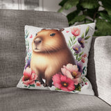 Floral Capybara Bliss Pillowcase