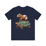 Funny Capybara Riding Turtle Design Unisex T-Shirt