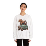 Funny Capybara Riding Turtle Design Unisex Sweatshirt
