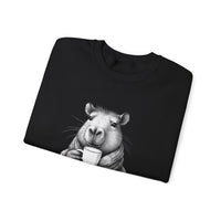 Cozy Capybara Drinking Coffee Mug Unisex Sweatshirt