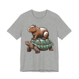 Funny Capybara Riding Turtle Design Unisex T-Shirt