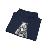 Cozy Capybara Drinking Coffee Mug Unisex Hoodie