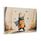 Autumn Stroll Capybara Cozy Vibes Canvas Print