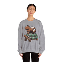 Funny Capybara Riding Turtle Design Unisex Sweatshirt