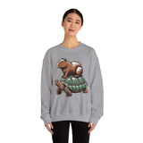 Funny Capybara Riding Turtle Design Unisex Sweatshirt