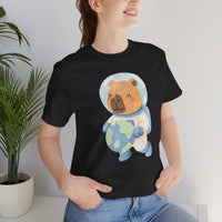 Astronaut Capybara Holding Earth Unisex T-Shirt