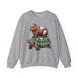 Funny Capybara Riding Turtle Design Unisex Sweatshirt