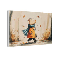 Autumn Stroll Capybara Cozy Vibes Canvas Print