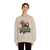 Funny Capybara Riding Turtle Design Unisex Sweatshirt