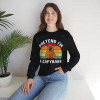 Pretend Im A Capybara Retro Sunset Unisex Sweatshirt