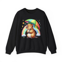 Cute Capybara Under Rainbow Umbrella Unisex Sweatshirt
