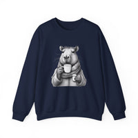 Cozy Capybara Drinking Coffee Mug Unisex Sweatshirt