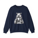 Cozy Capybara Drinking Coffee Mug Unisex Sweatshirt