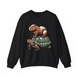 Funny Capybara Riding Turtle Design Unisex Sweatshirt