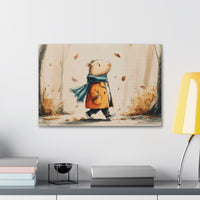 Autumn Stroll Capybara Cozy Vibes Canvas Print