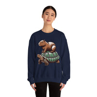 Funny Capybara Riding Turtle Design Unisex Sweatshirt