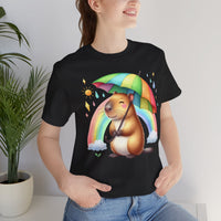 Cute Capybara Under Rainbow Umbrella Unisex T-Shirt