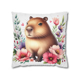 Floral Capybara Bliss Pillowcase