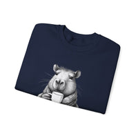Cozy Capybara Drinking Coffee Mug Unisex Sweatshirt