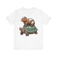 Funny Capybara Riding Turtle Design Unisex T-Shirt