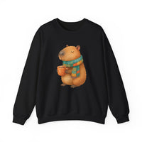 Cozy Scarf Capybara With Coffee Unisex Sweatshirt